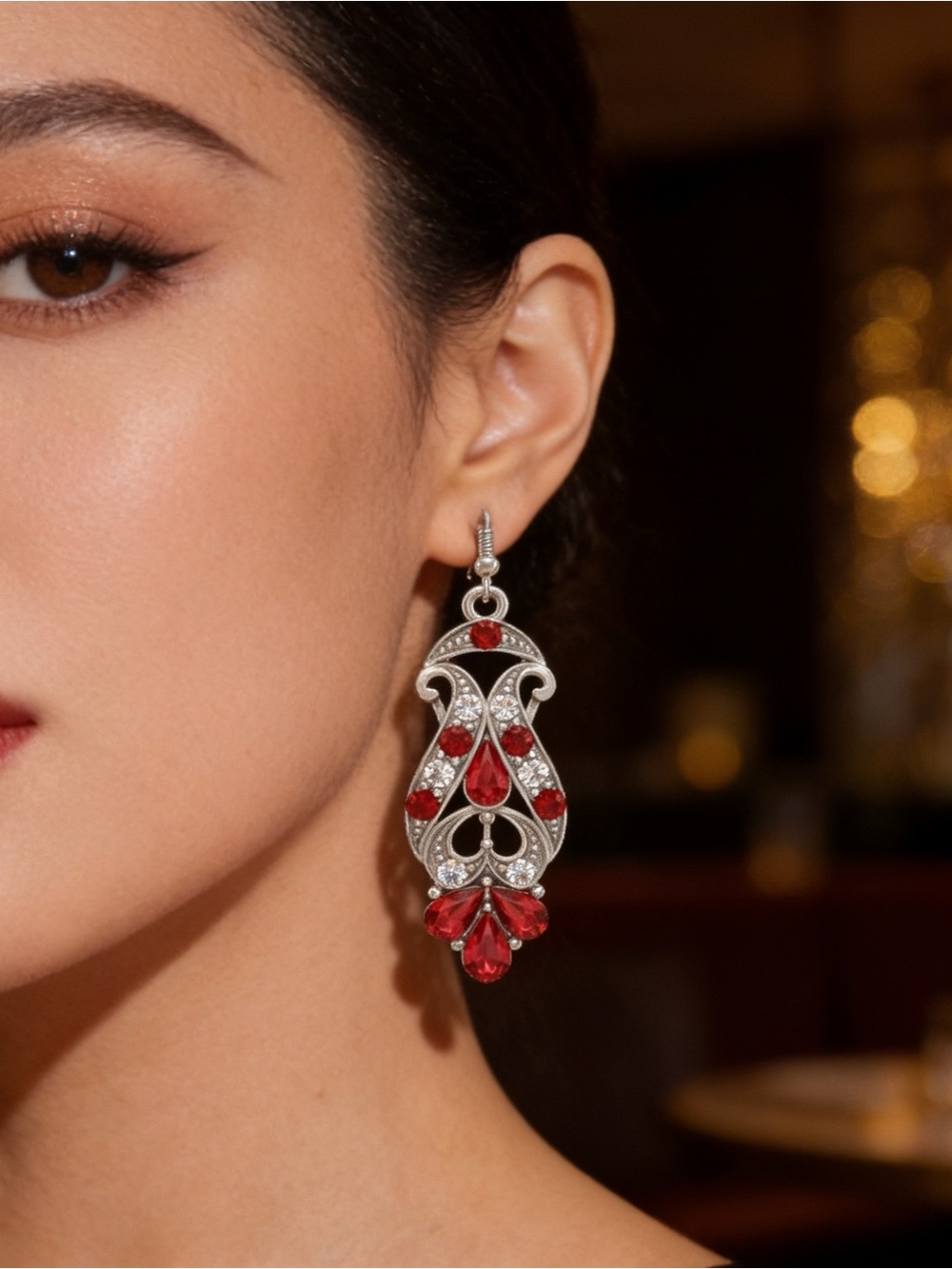 Vintage-Inspired Silver Filigree Chandelier Dangle Earrings